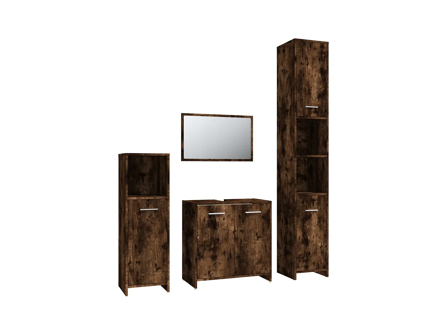 4-delige badkamermeubelset Gerookt Eikenhout