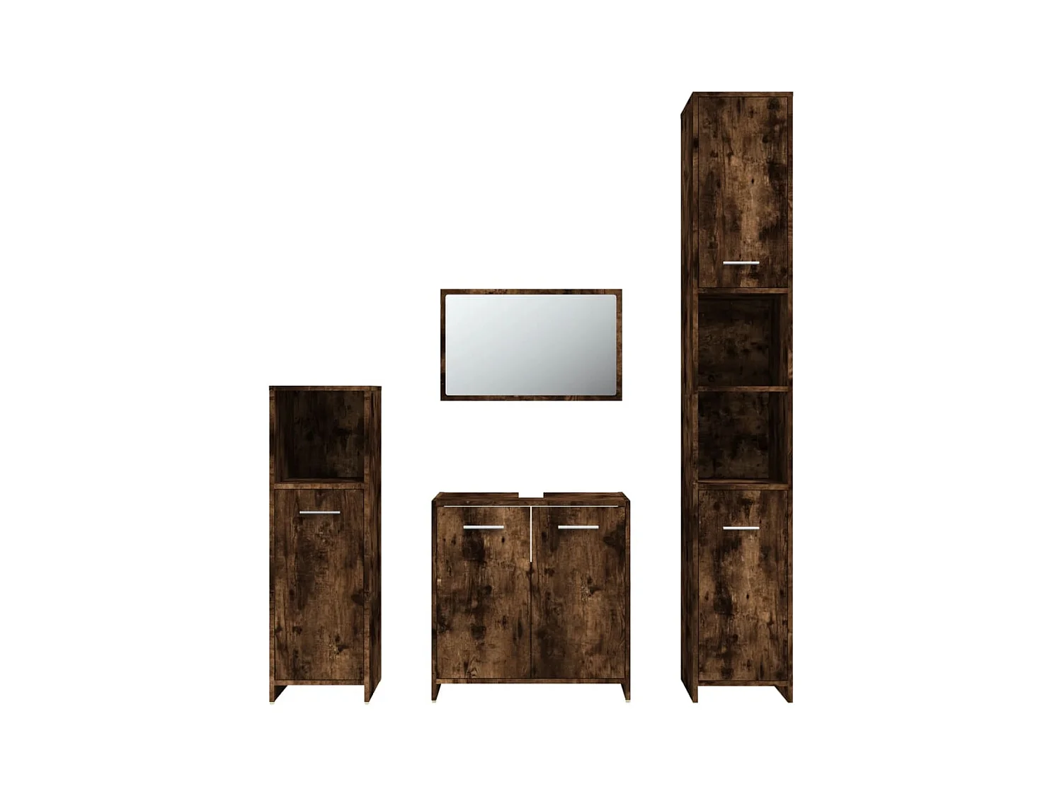 4-delige badkamermeubelset Gerookt Eikenhout