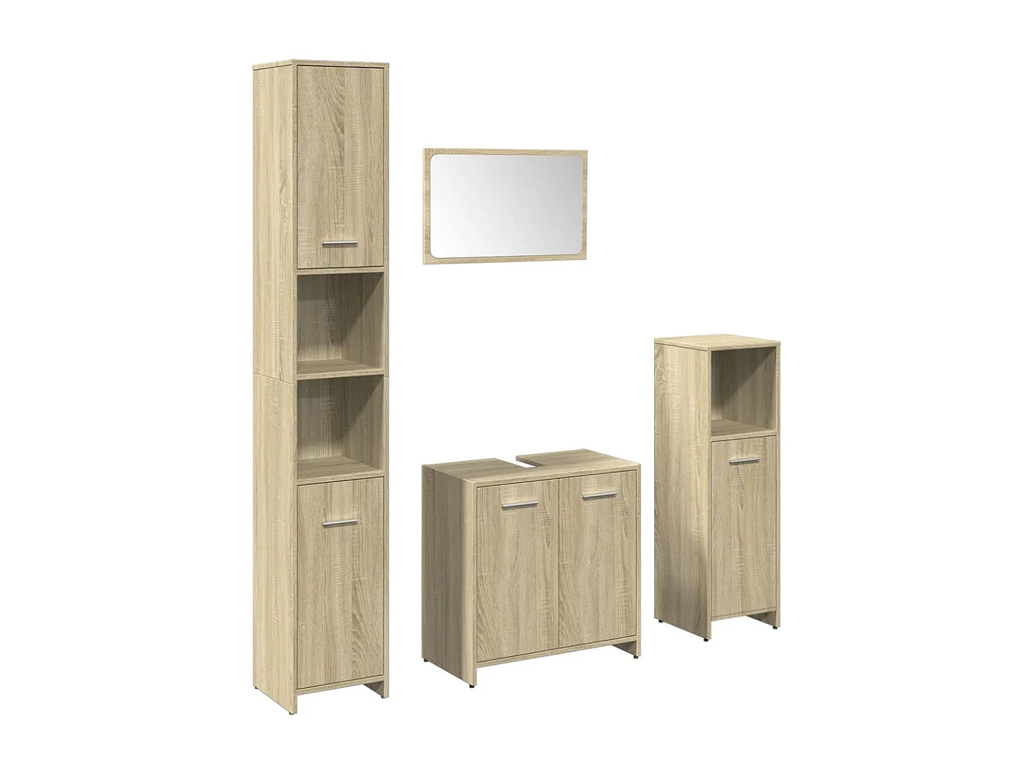 Set di mobili da bagno 4 pezzi in rovere Sonoma