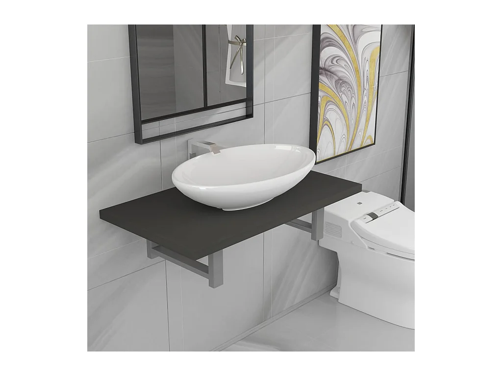 Tweedelige badkamerkast in grijs keramiek