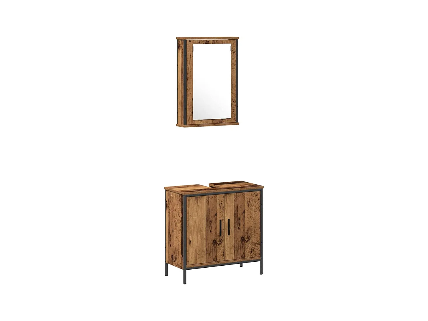 Conjunto de muebles de baño con puerta 2 piezas Marrón