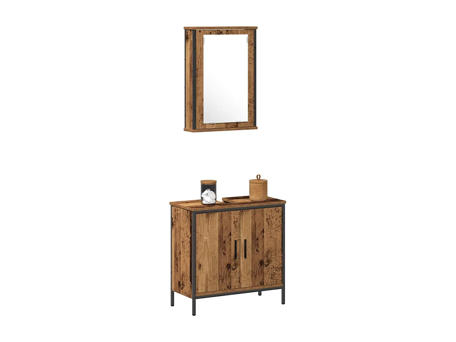 Ensemble de mobilier de salle de bain avec porte 2 pcs Marron