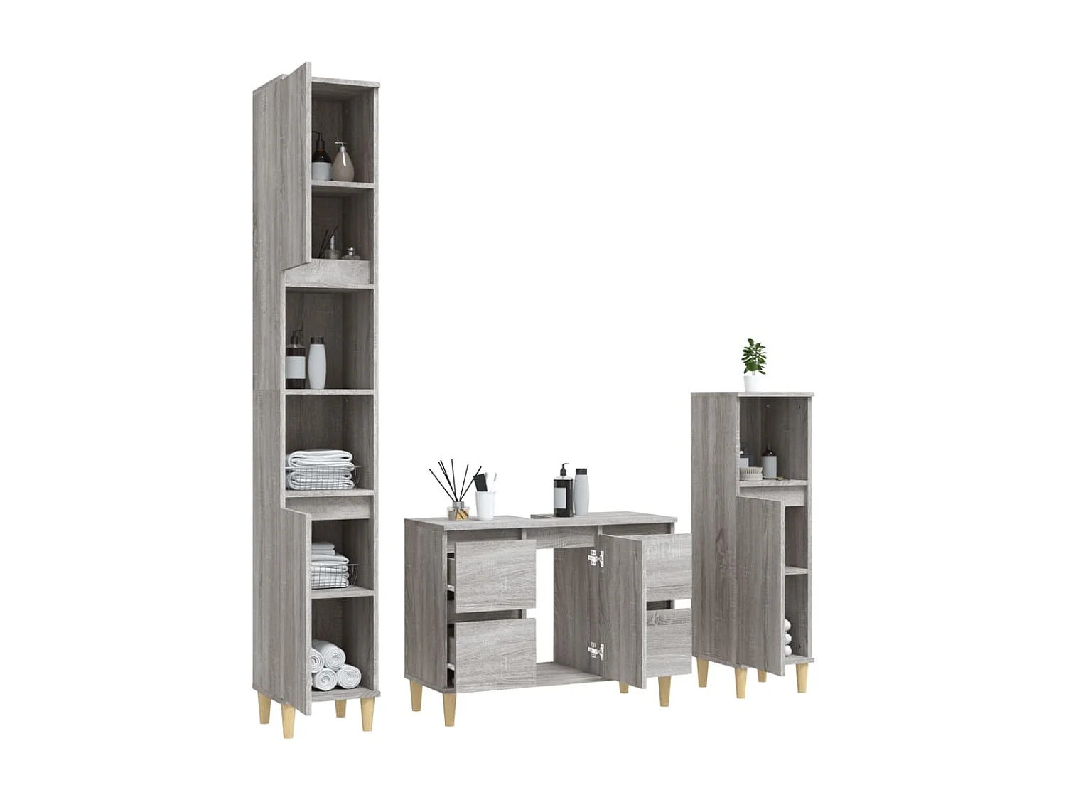 Set di mobili da bagno Sonoma Grey da 3 pezzi