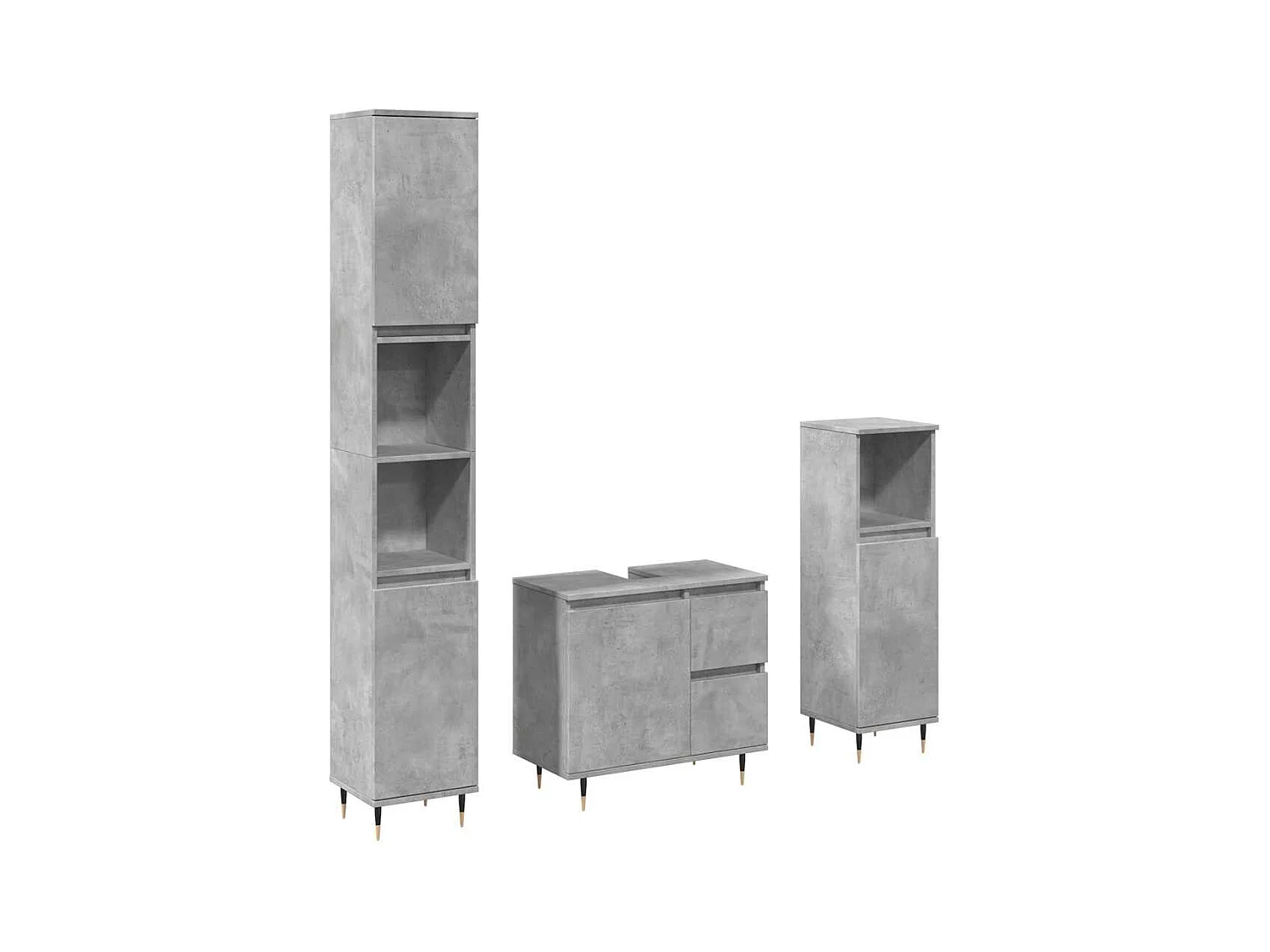 Ensemble de meubles de salle de bain 3 pcs gris béton