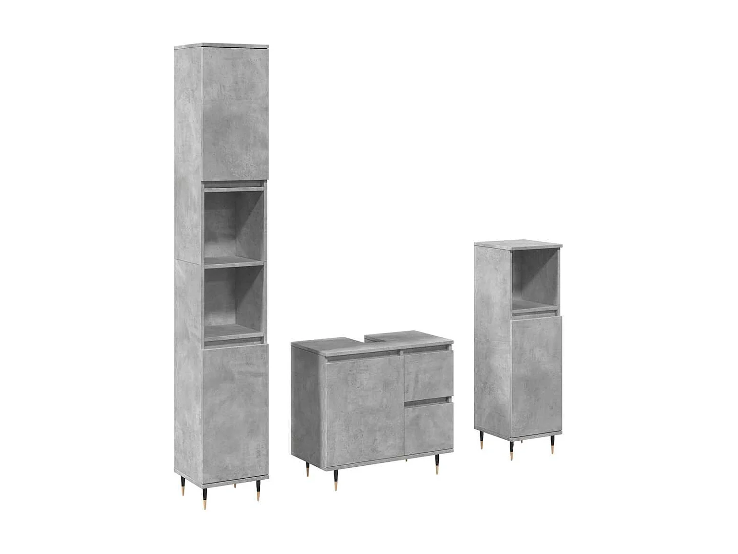 Ensemble de meubles de salle de bain 3 pcs gris béton