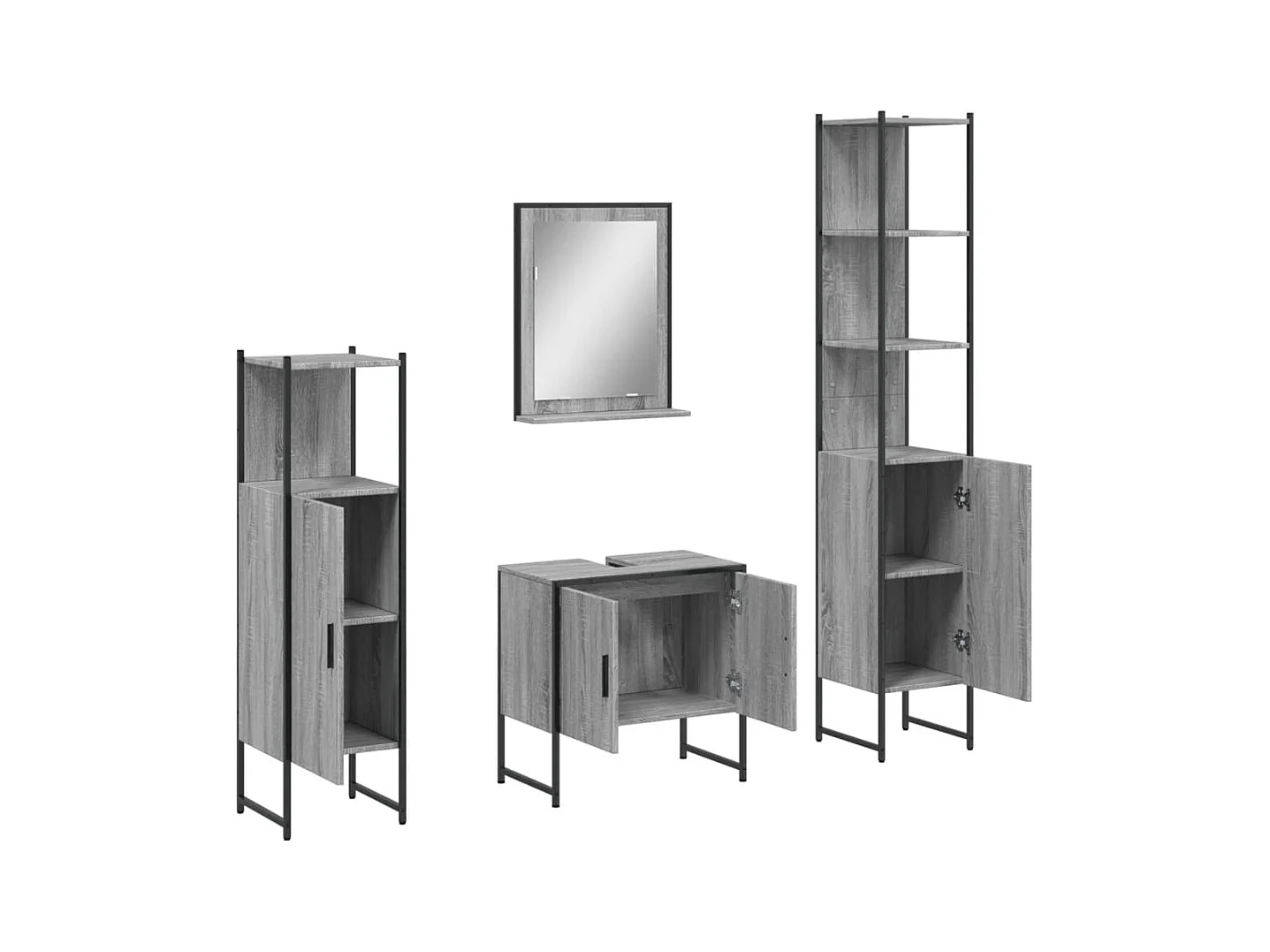 Ensemble d'armoires de salle de bain 4 pcs sonoma gris