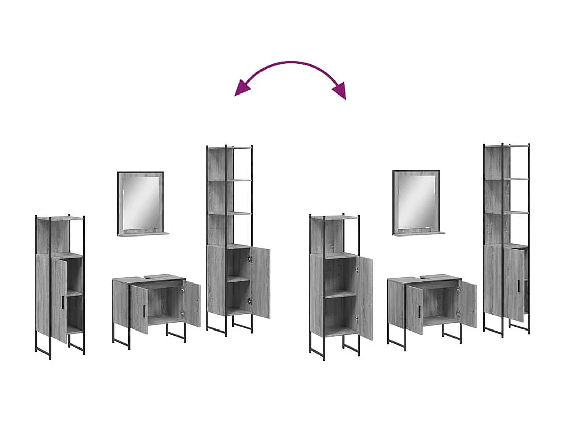 Juego de gabinetes de baño de 4 piezas en gris Sonoma