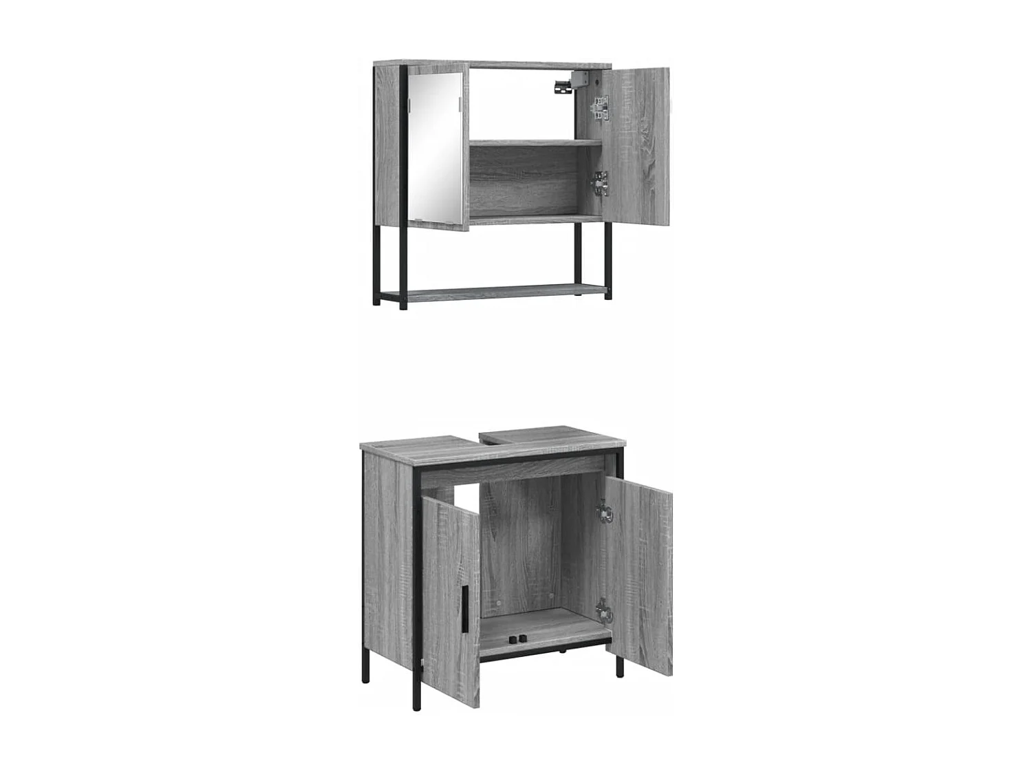 Ensemble de meubles de salle de bain 2 pcs Sonoma gris