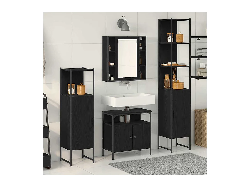 Ensemble de Meubles de Salle de Bain 4 pcs Chêne noir