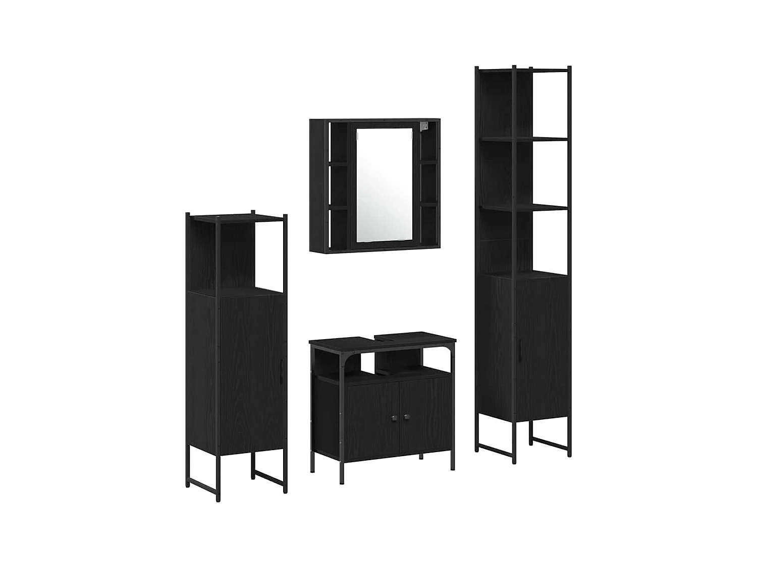 Ensemble de Meubles de Salle de Bain 4 pcs Chêne noir