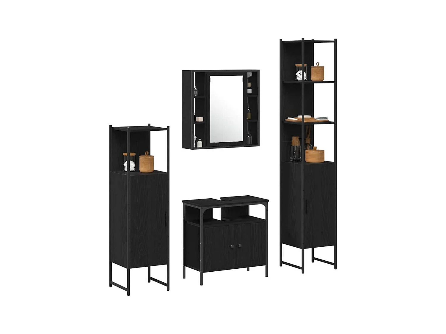Ensemble de Meubles de Salle de Bain 4 pcs Chêne noir
