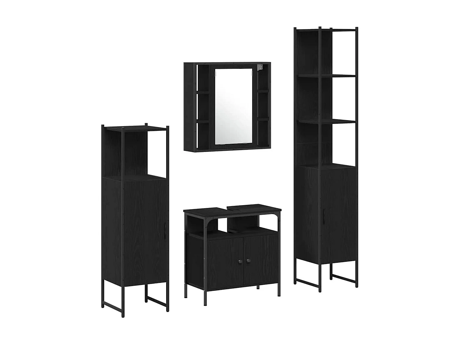 Ensemble de Meubles de Salle de Bain 4 pcs Chêne noir