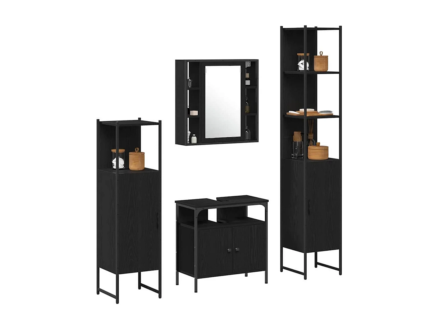 Ensemble de Meubles de Salle de Bain 4 pcs Chêne noir