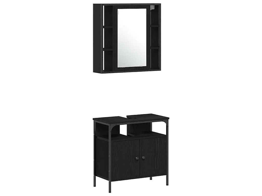 Set di mobili da bagno 4 pezzi in rovere nero