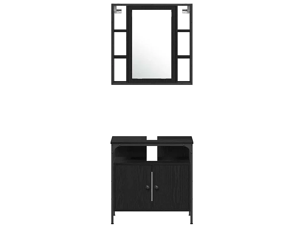 Set di mobili da bagno 4 pezzi in rovere nero