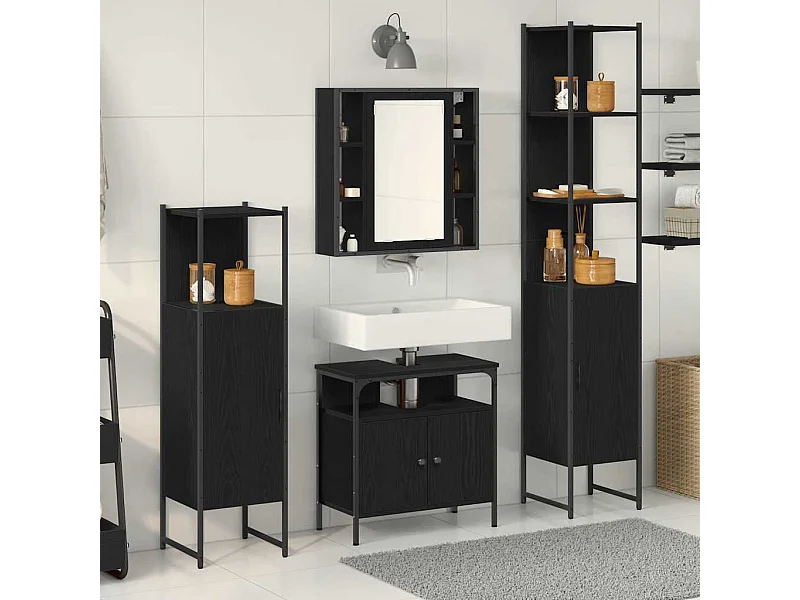 Conjunto de muebles de baño de 4 piezas en roble negro