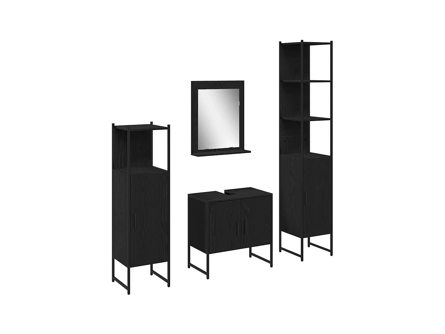 Ensemble de mobilier de salle de bain avec stockage 4 pcs Noir