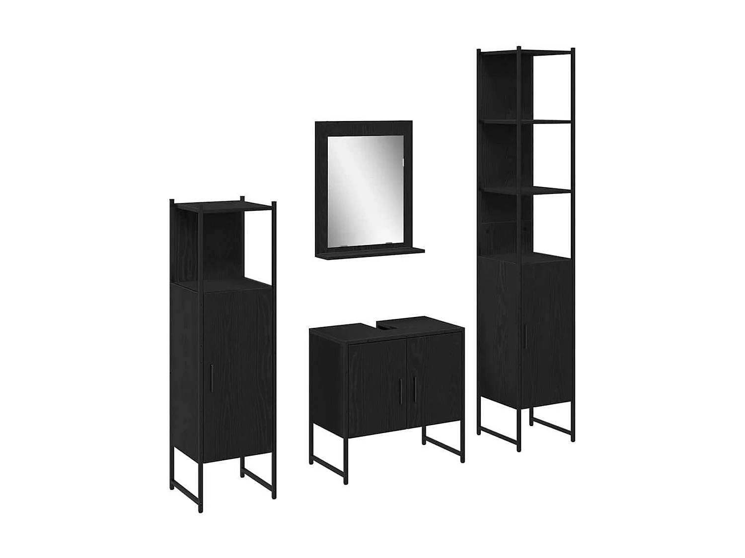 Ensemble de mobilier de salle de bain avec stockage 4 pcs Noir