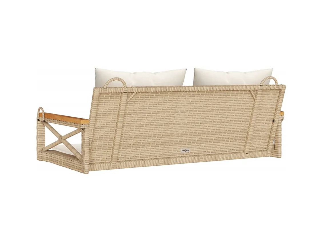 Balancelle avec coussins beige 109x62x40 cm résine tressée