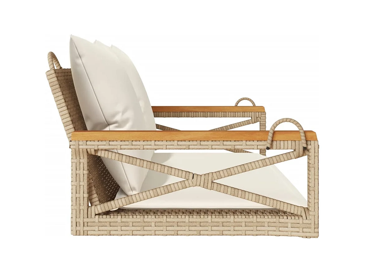 Balancelle avec coussins beige 109x62x40 cm résine tressée