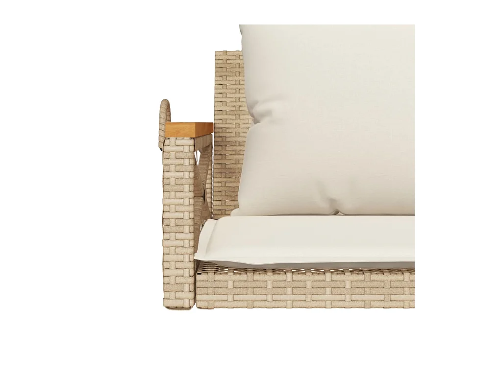 Balancelle avec coussins beige 109x62x40 cm résine tressée