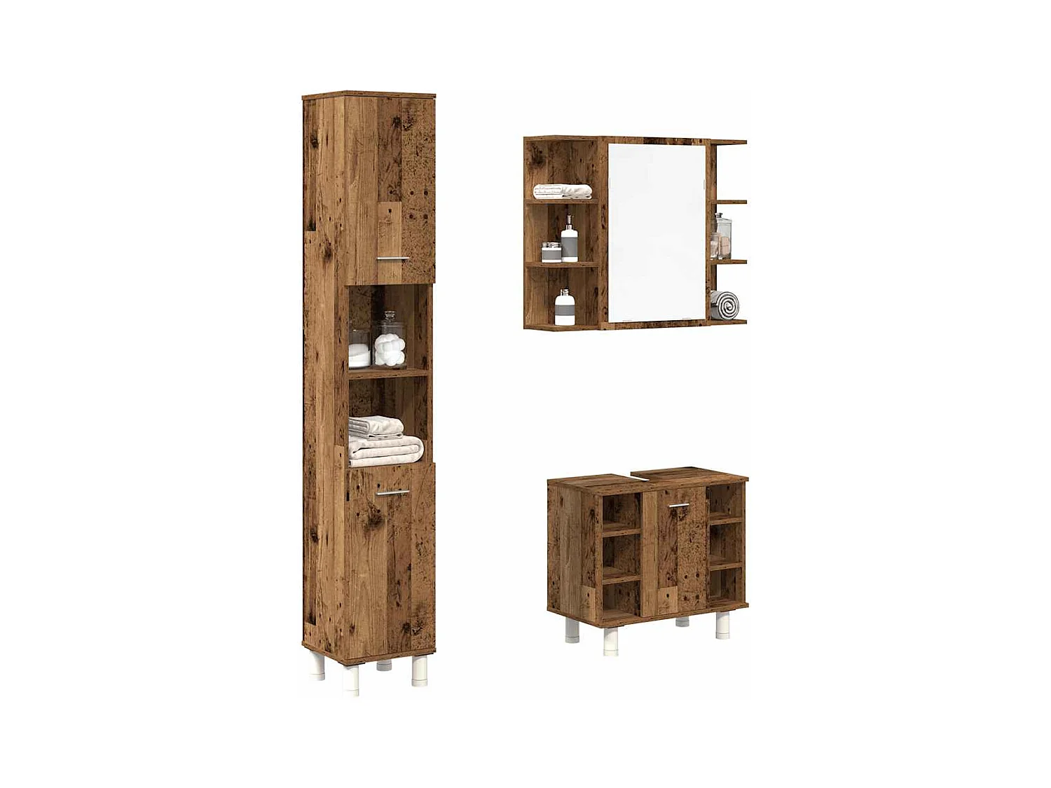Ensemble de meubles salle de bain 3 pcs bois d'ingénierie