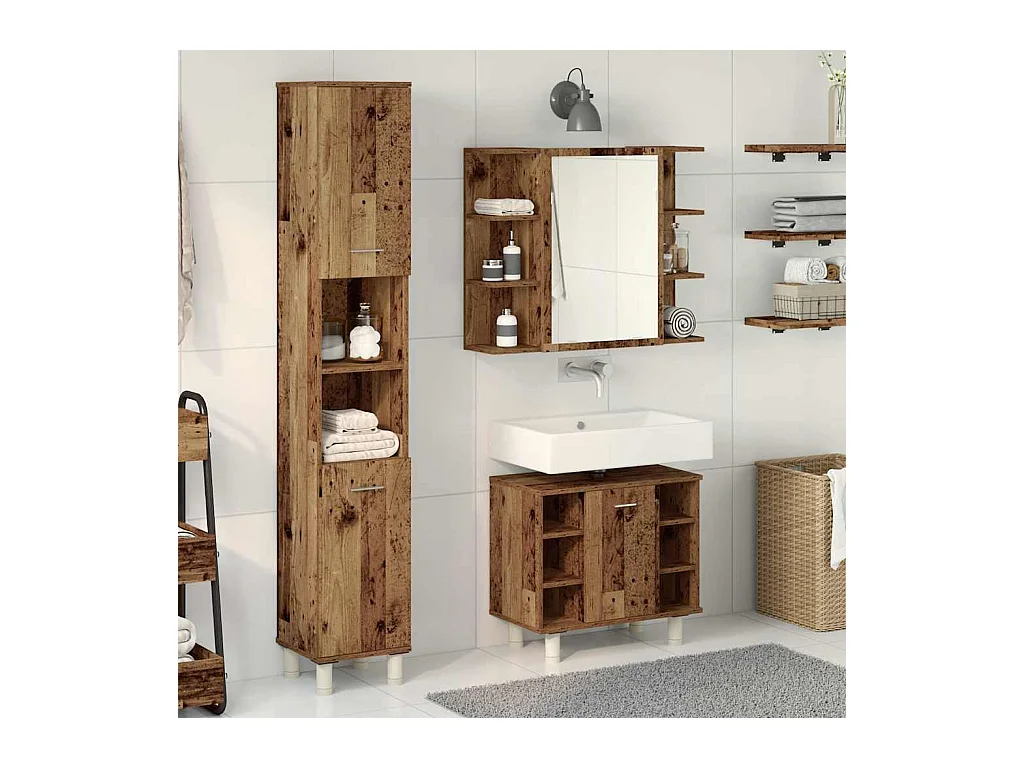 Ensemble de meubles salle de bain 3 pcs bois d'ingénierie