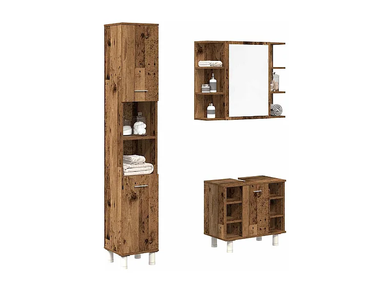Ensemble de meubles salle de bain 3 pcs bois d'ingénierie