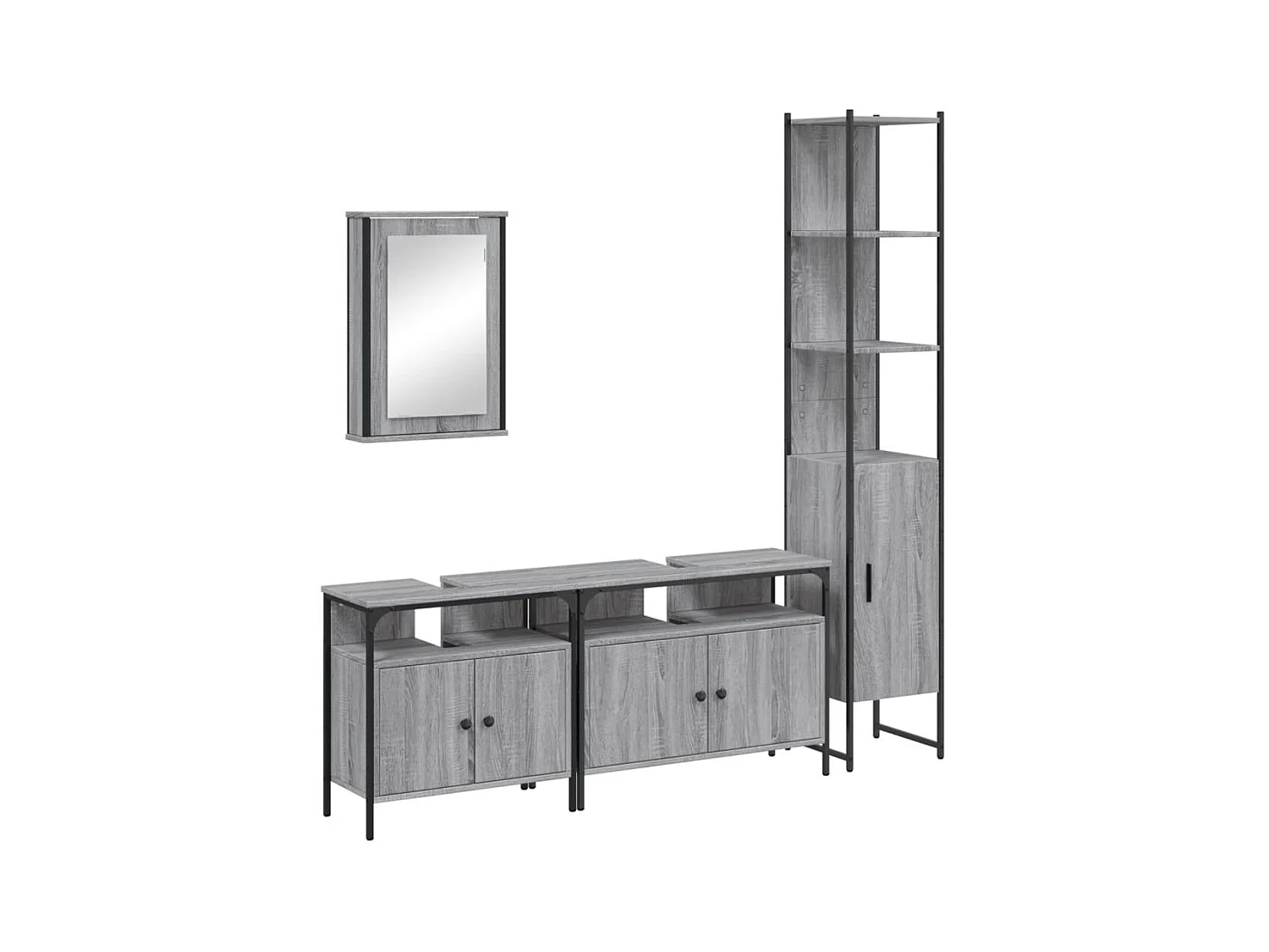 Ensemble de meubles de salle de bain 4 pcs Sonoma gris