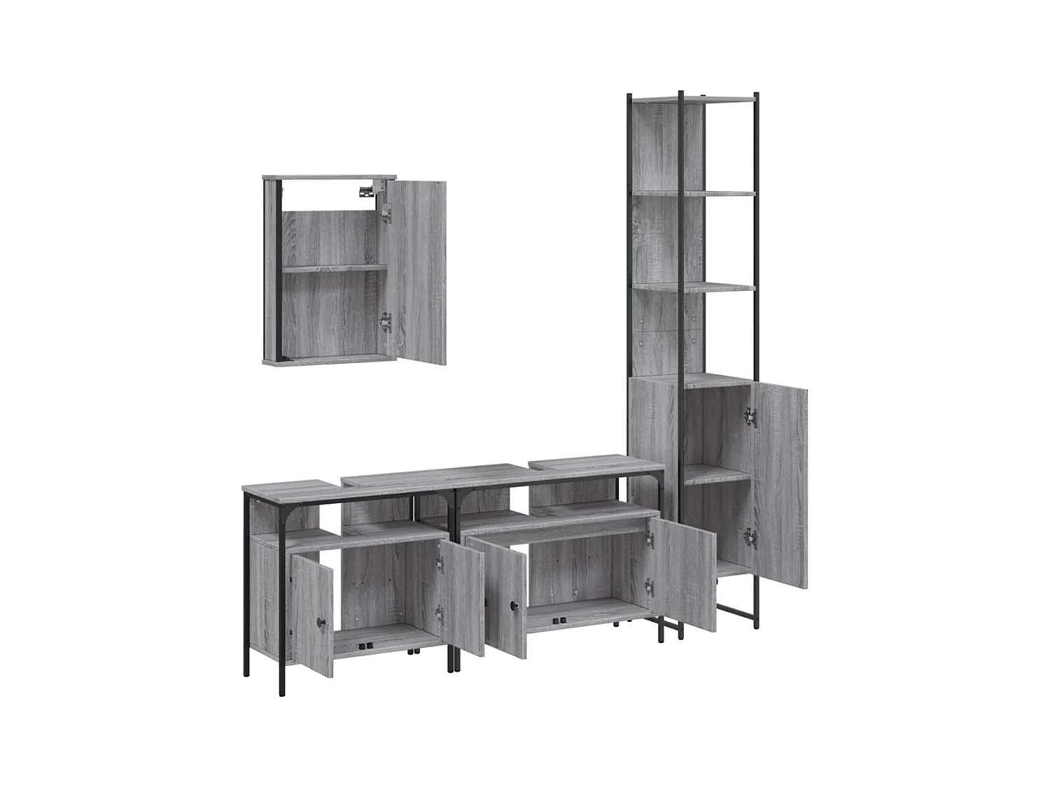 Ensemble de meubles de salle de bain 4 pcs Sonoma gris