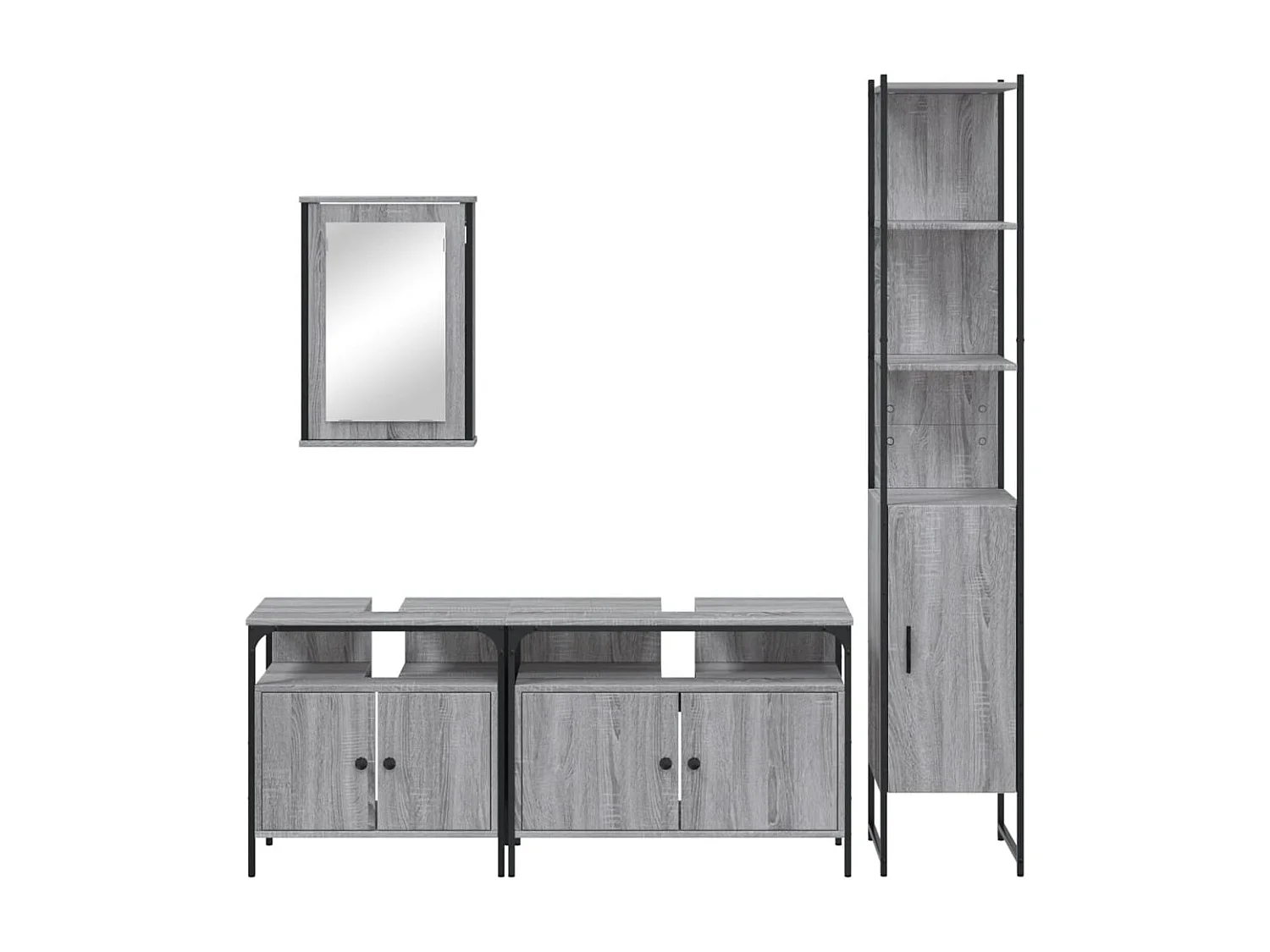 Ensemble de meubles de salle de bain 4 pcs Sonoma gris