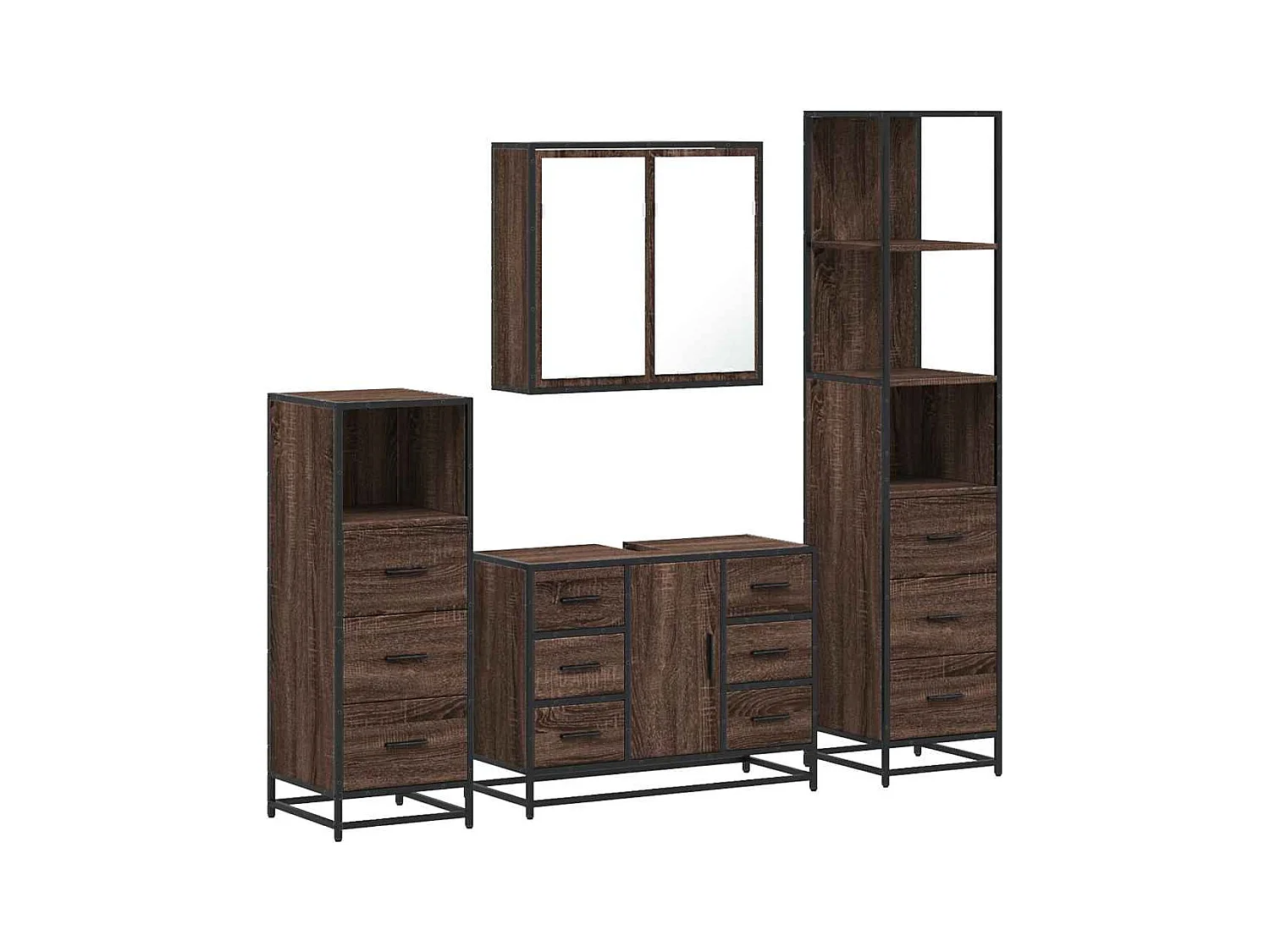 4-delige badkamermeubelset eikenbruin