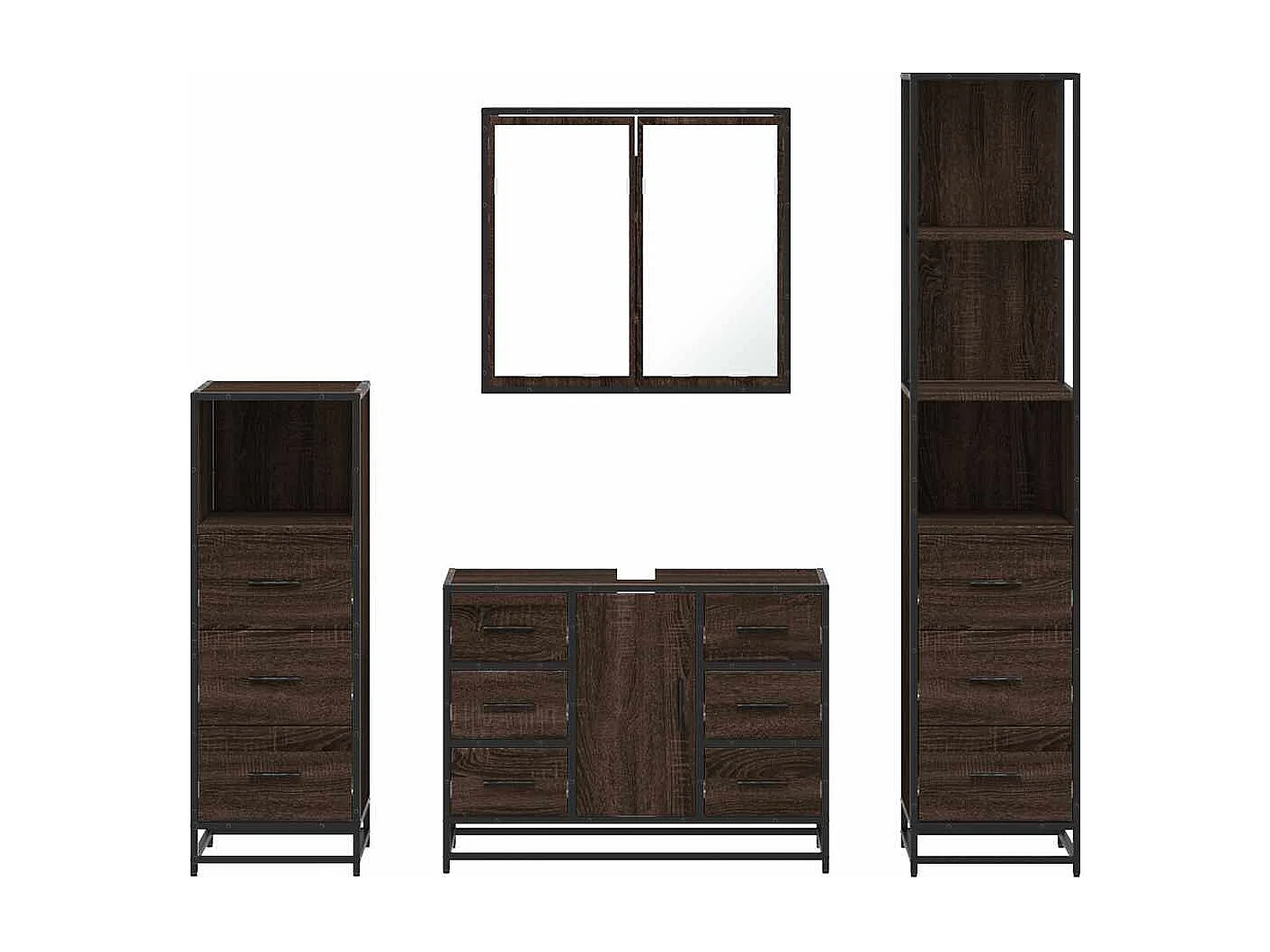 Ensemble de meubles de salle de bain 4 pcs chêne marron