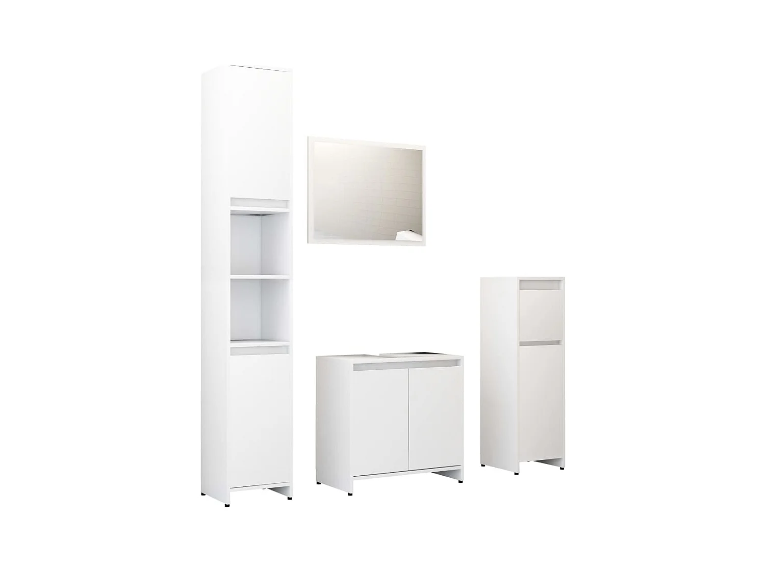Ensemble de meubles de salle de bain 4pcs Blanc Bois ingénierie