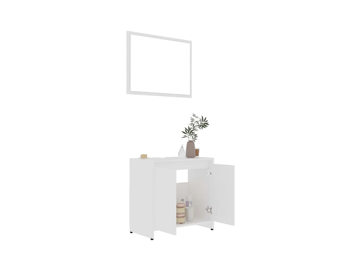 Ensemble de meubles de salle de bain 4pcs Blanc Bois ingénierie