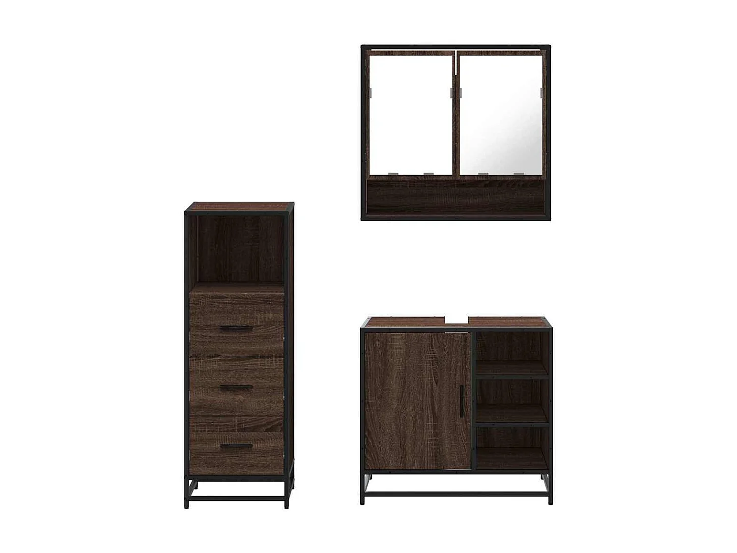 Ensemble de meubles de salle de bain 3 pcs Chêne marron