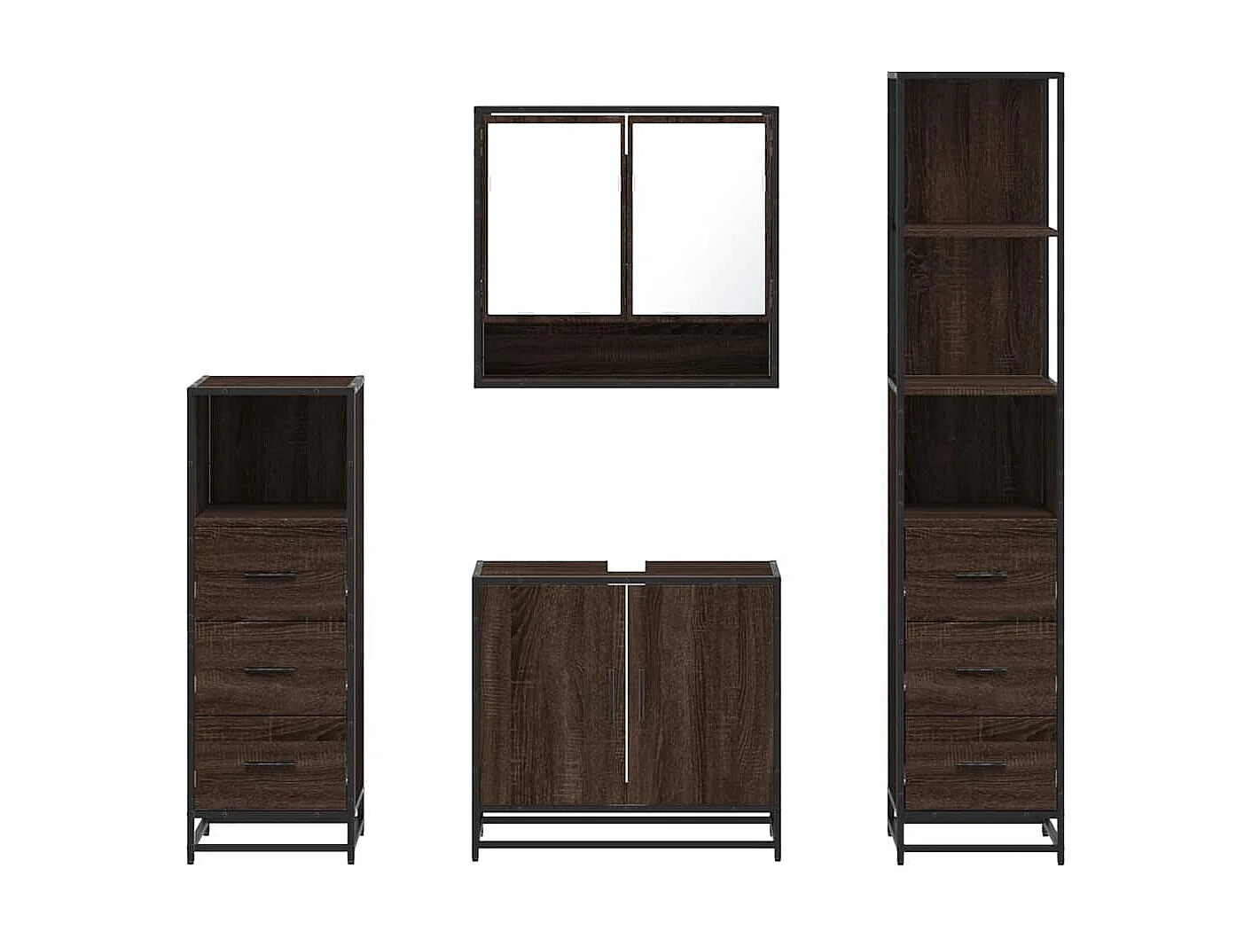 Ensemble de meubles de salle de bain 4 pcs chêne marron