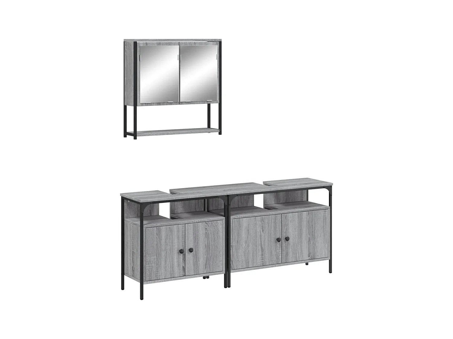 Ensemble de meubles de salle de bain 3 pcs Sonoma gris