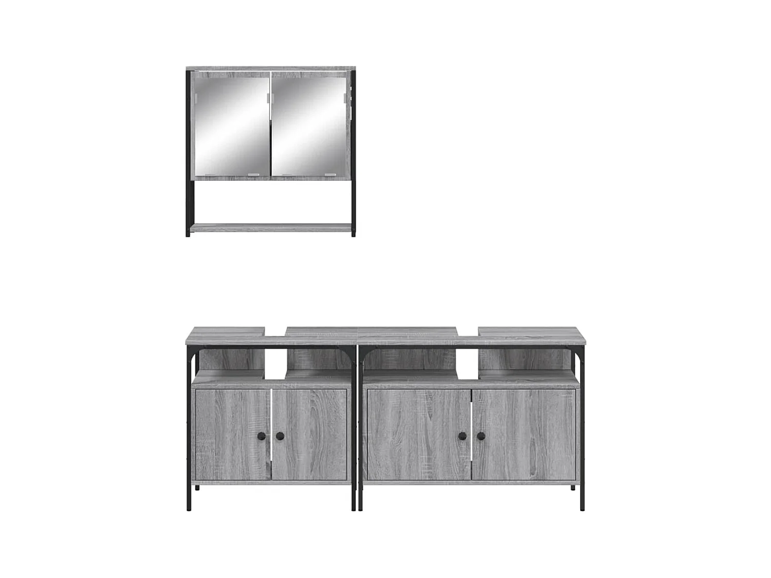 Ensemble de meubles de salle de bain 3 pcs Sonoma gris