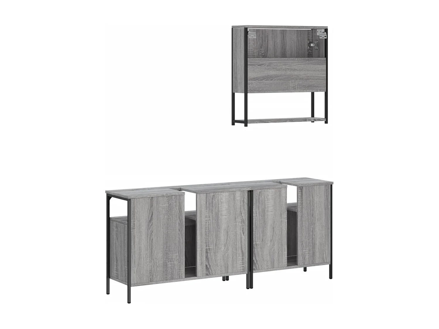 Ensemble de meubles de salle de bain 3 pcs Sonoma gris