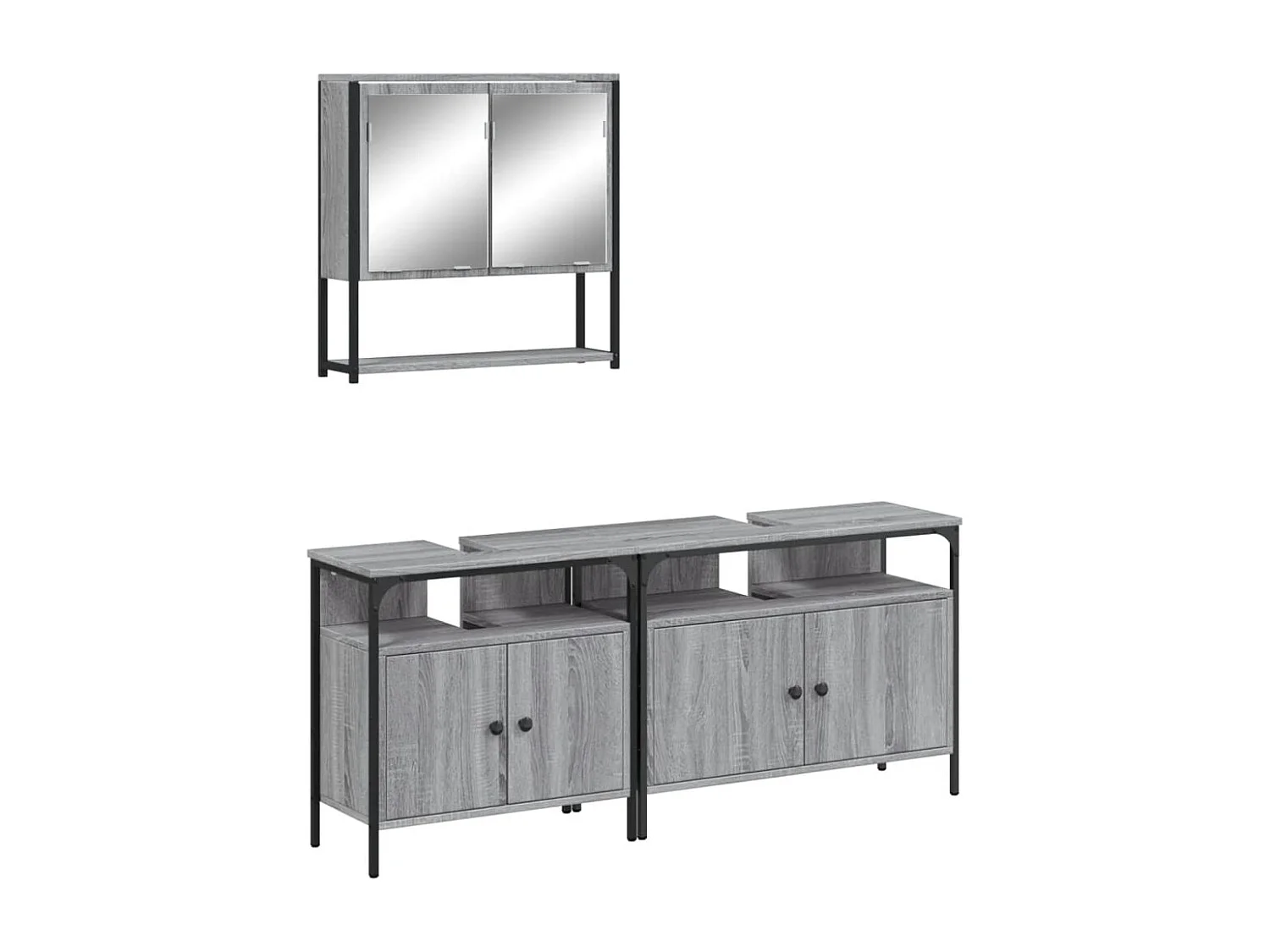 Ensemble de meubles de salle de bain 3 pcs Sonoma gris