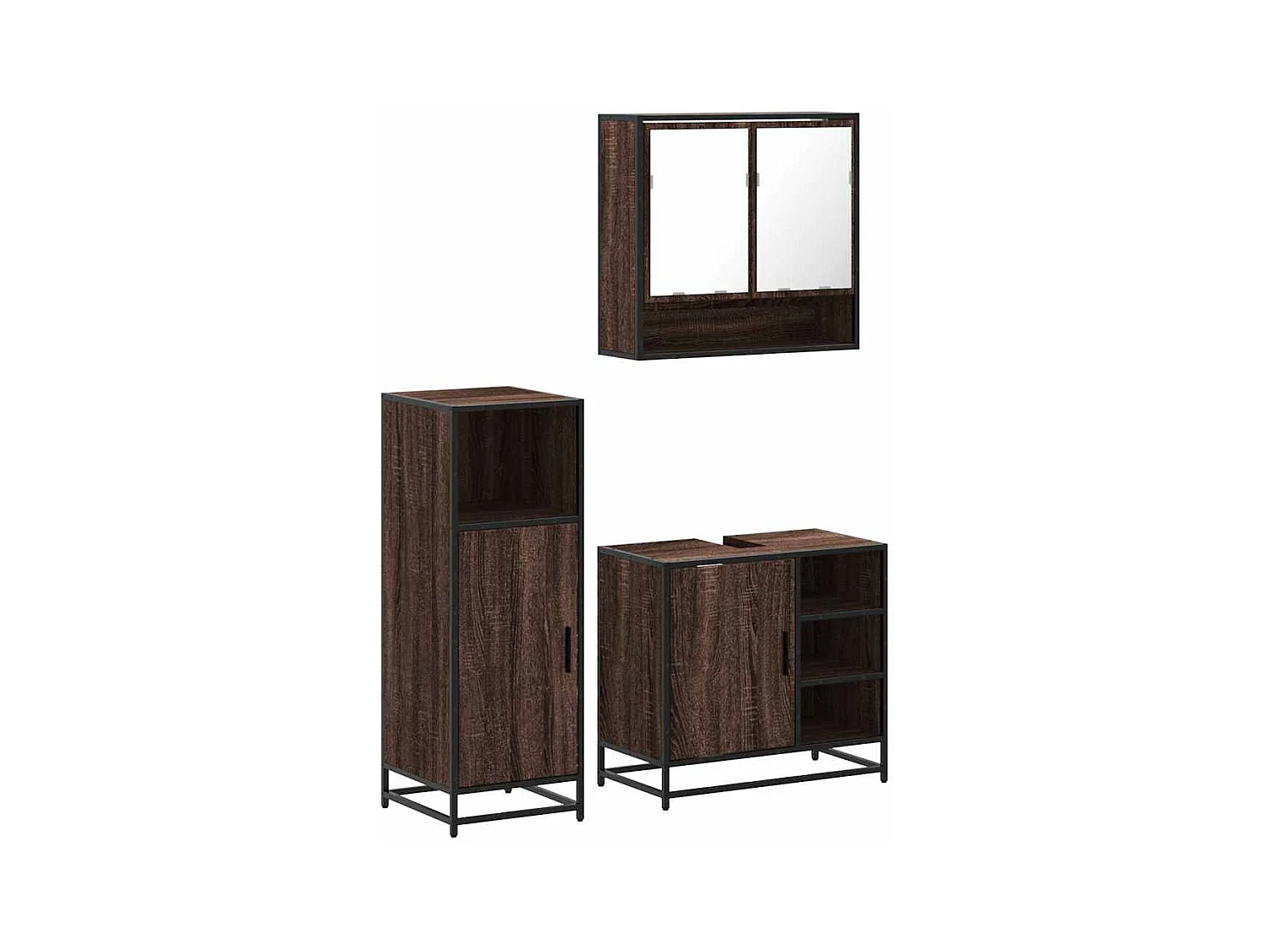 Conjunto de muebles de baño de 3 piezas Roble marrón