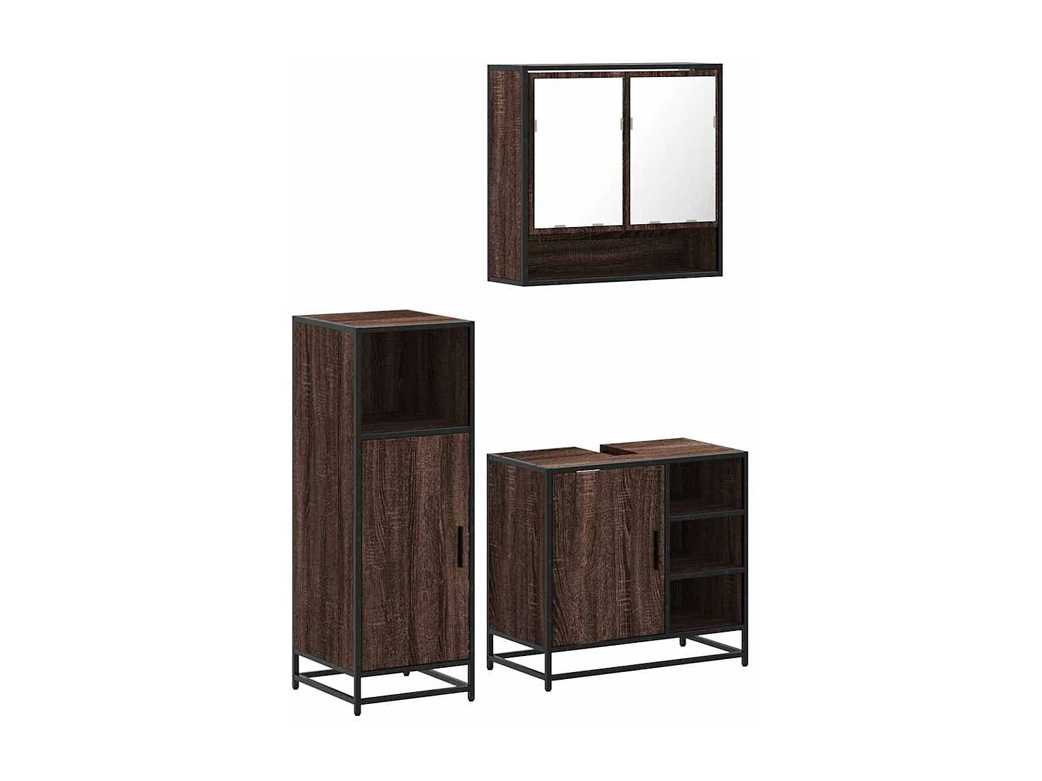 Ensemble de meubles de salle de bain 3 pcs Chêne marron