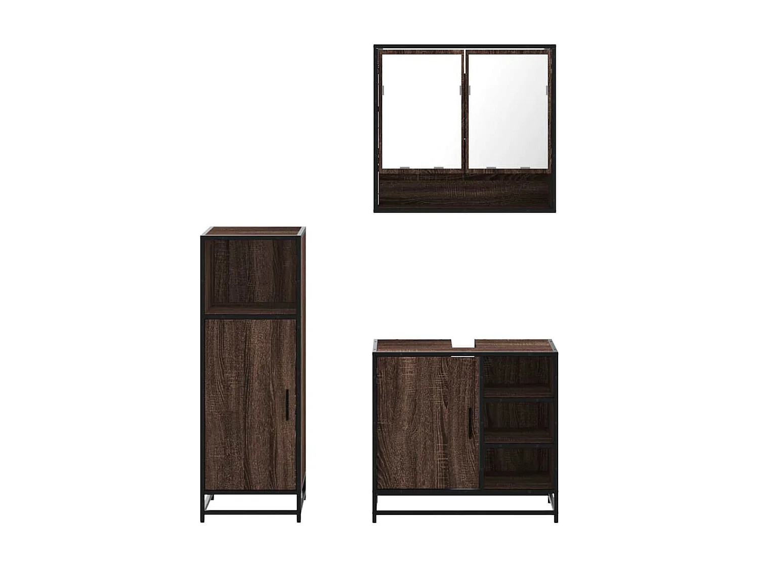 Ensemble de meubles de salle de bain 3 pcs Chêne marron