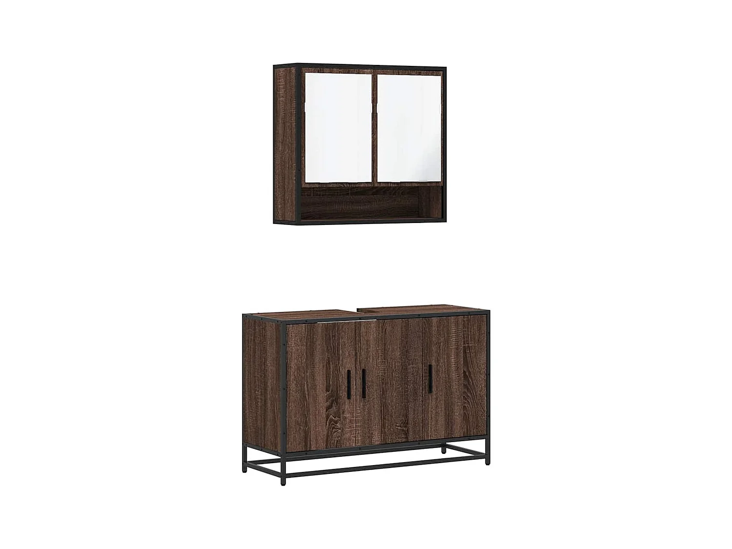 Ensemble de meubles de salle de bain 2 pcs Chêne marron