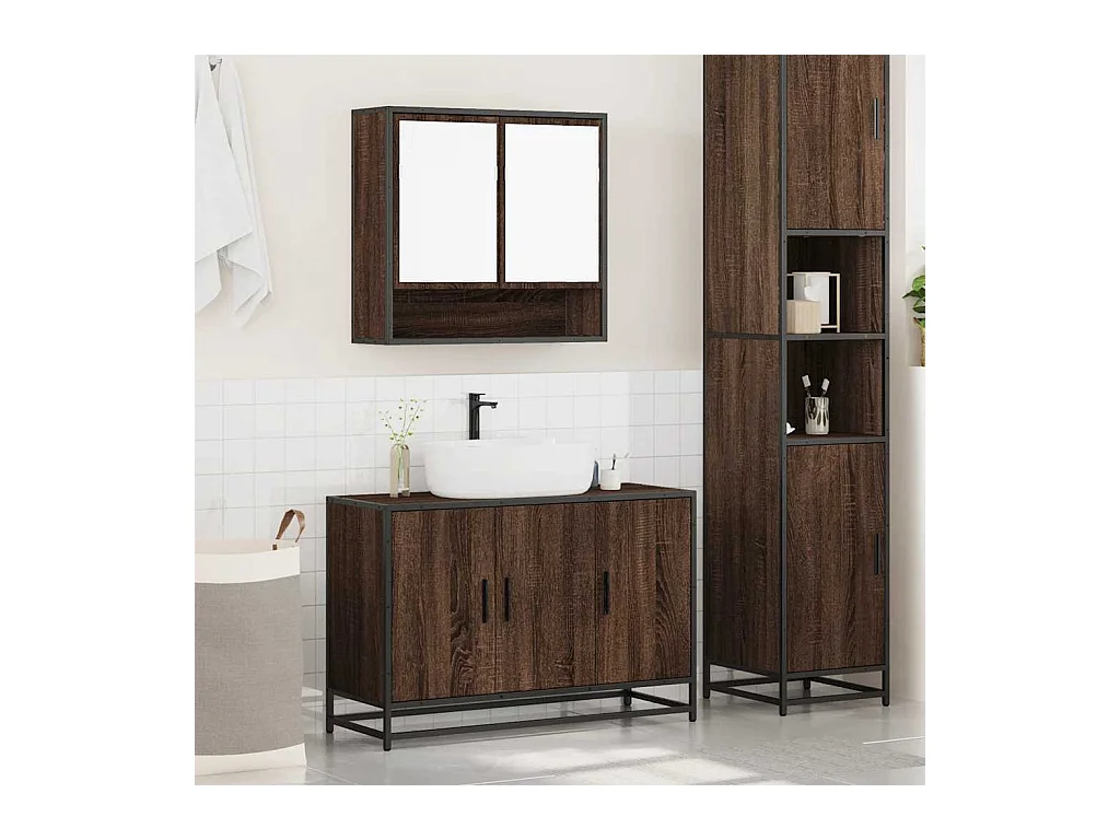 Ensemble de meubles de salle de bain 2 pcs Chêne marron