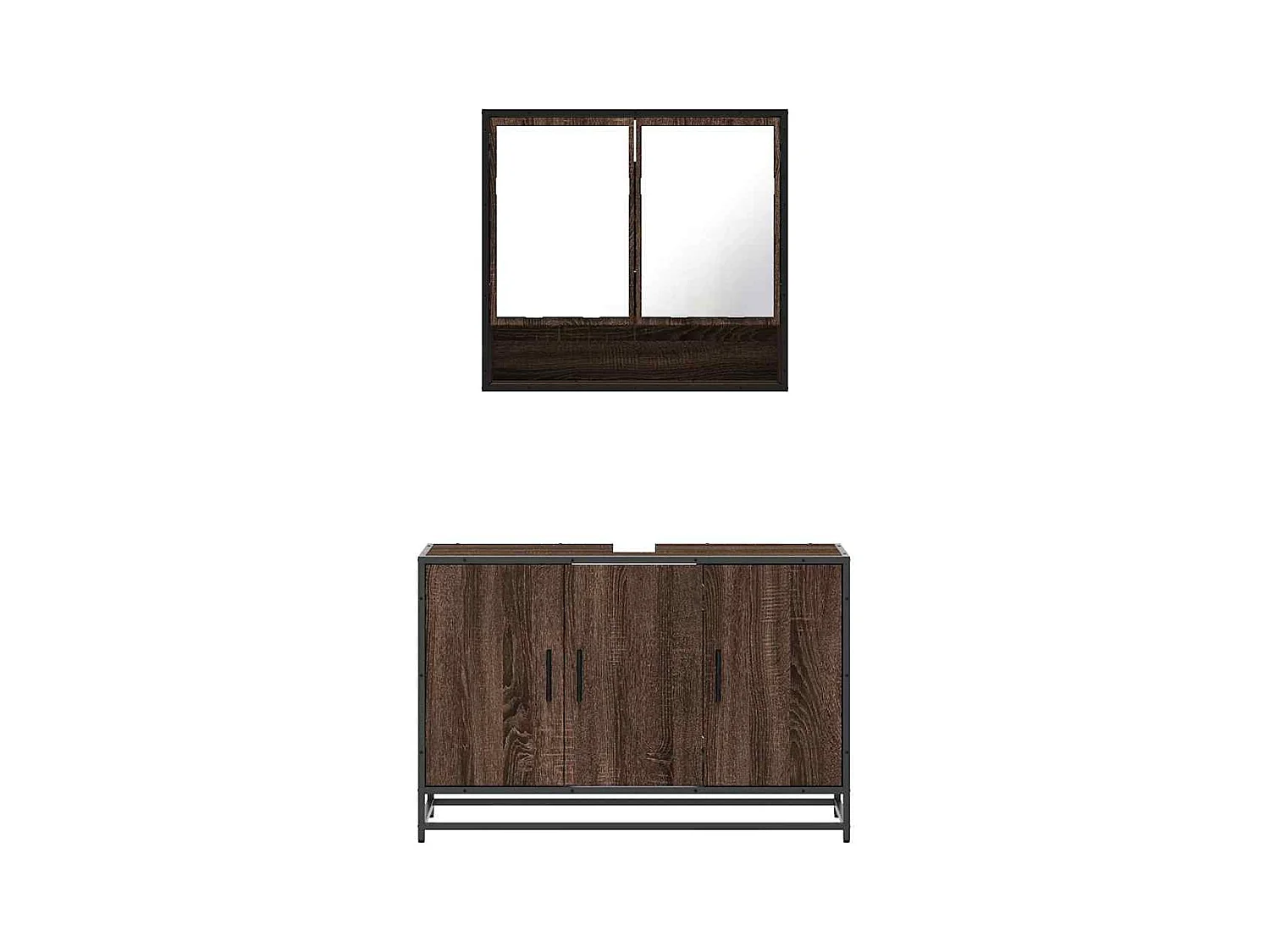 Ensemble de meubles de salle de bain 2 pcs Chêne marron