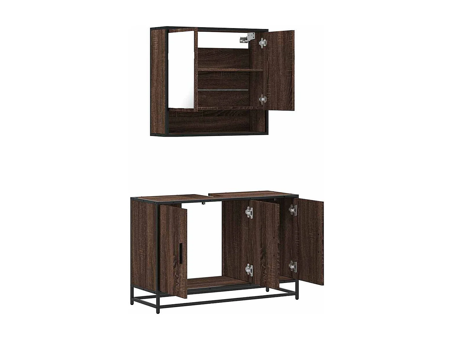 Ensemble de meubles de salle de bain 2 pcs Chêne marron