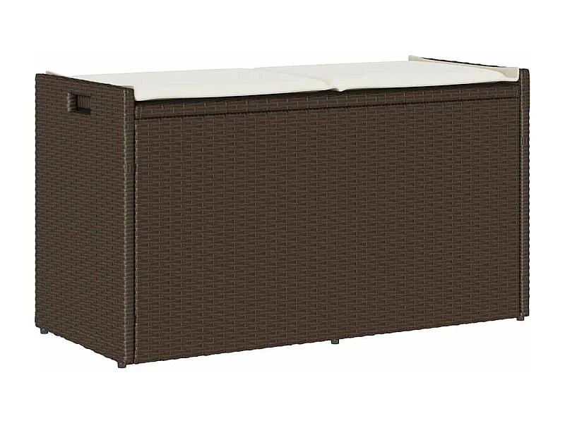 Banc de rangement extérieur coussin marron 100cm résine tressée