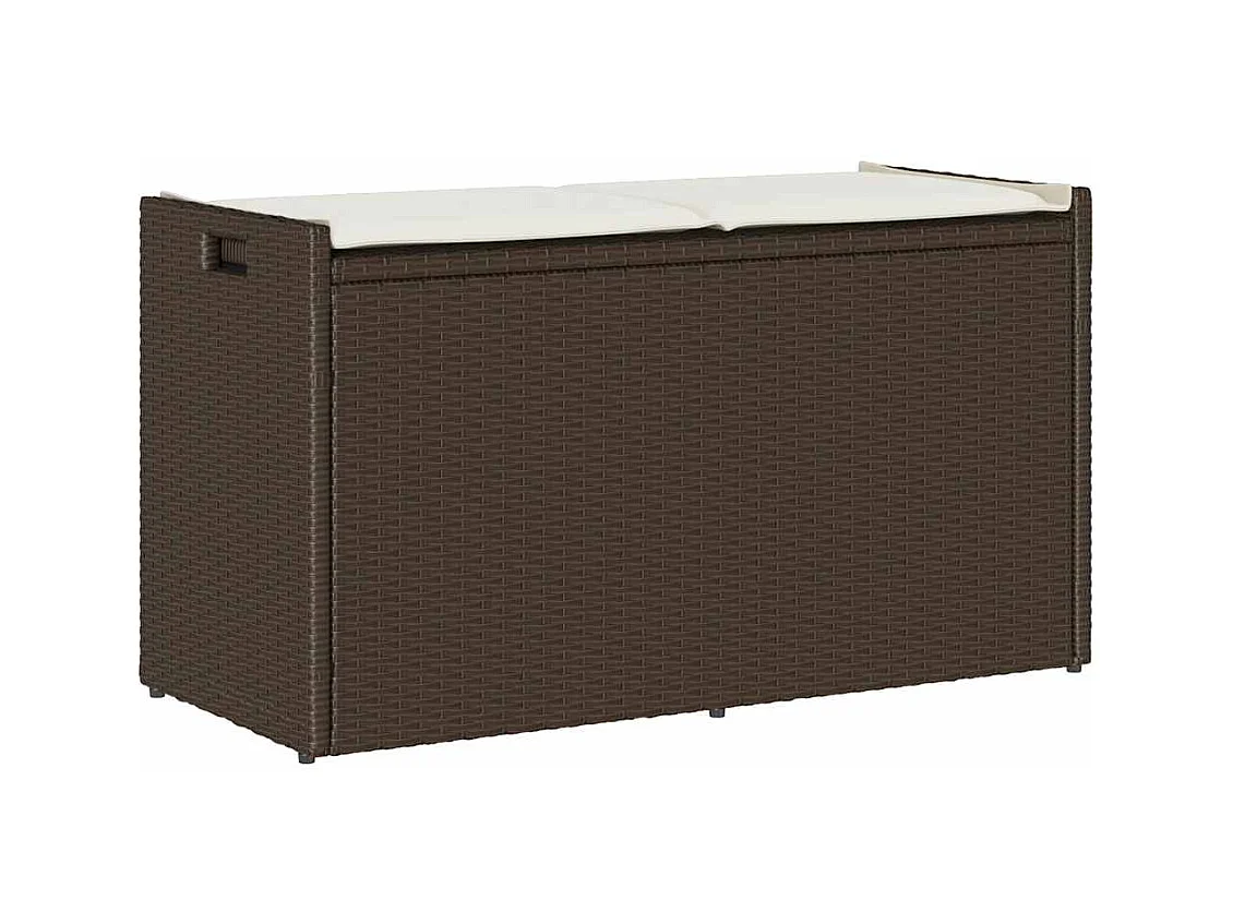 Banc de rangement extérieur coussin marron 100cm résine tressée